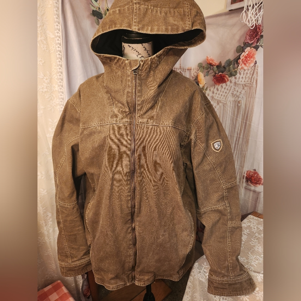 KUHL Brown Fleece Lined Hooded Mens Jacket Size Xl